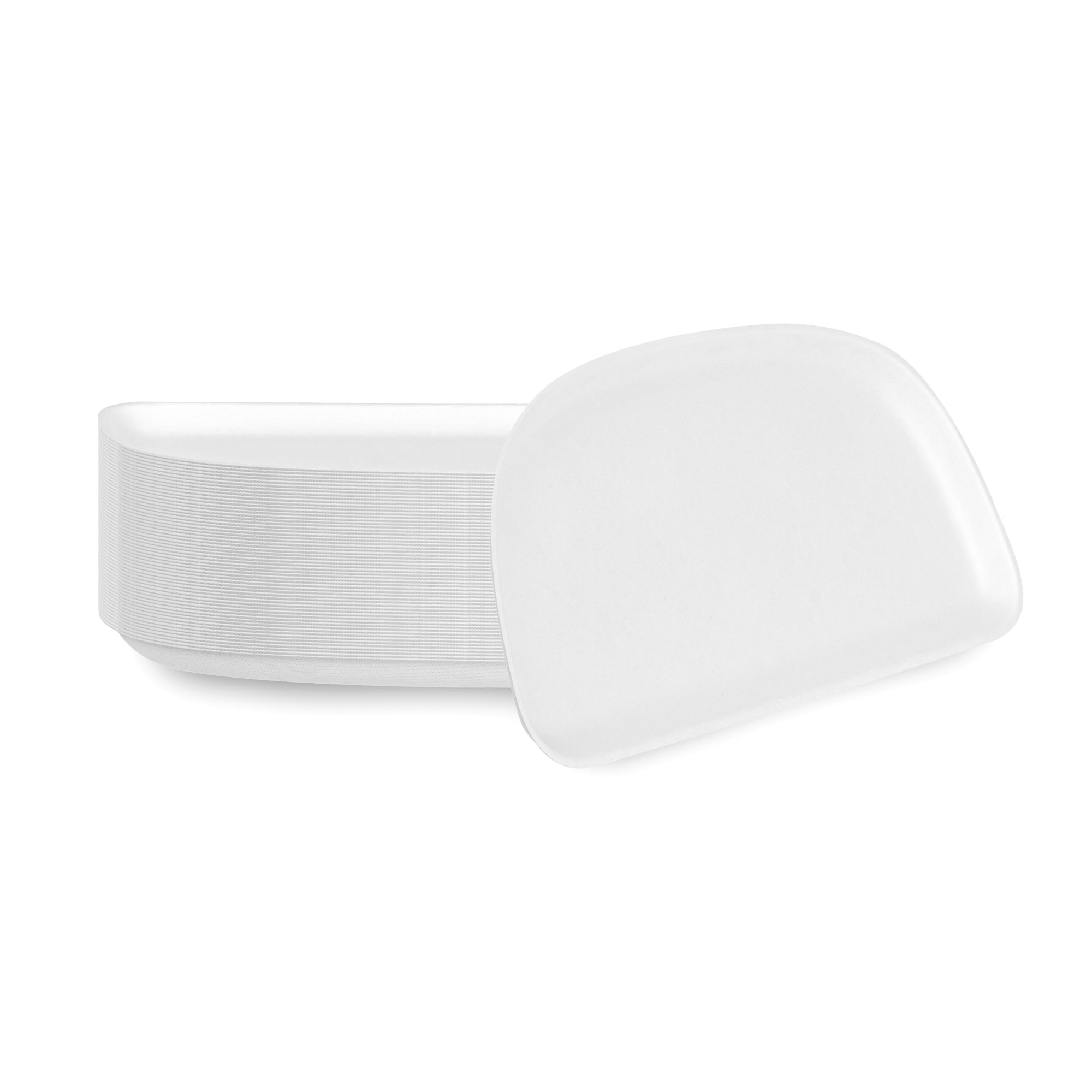 Pulp Safe Modular No PFAS Added White Sugarcane / Bagasse Plate - Home Compostable - 11 3/4" x 5 1/4" x 1/2" - 25 count box