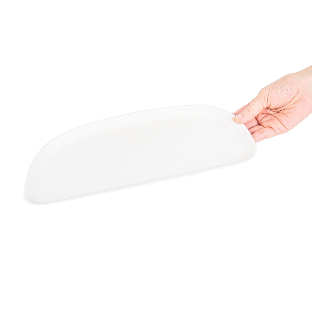 Pulp Safe Modular No PFAS Added White Sugarcane / Bagasse Plate - Home Compostable - 11 3/4" x 5 1/4" x 1/2" - 25 count box