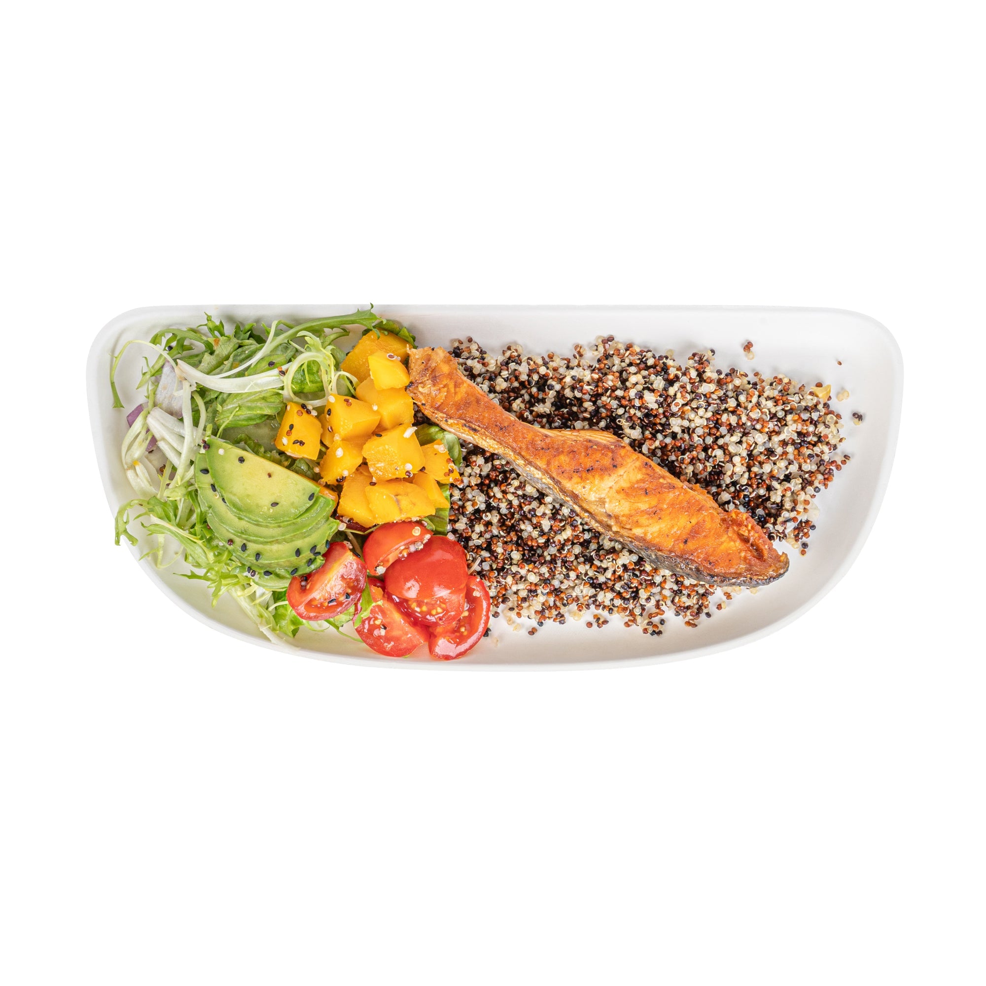 Pulp Safe Modular No PFAS Added White Sugarcane / Bagasse Plate - Home Compostable - 11 3/4" x 5 1/4" x 1/2" - 25 count box