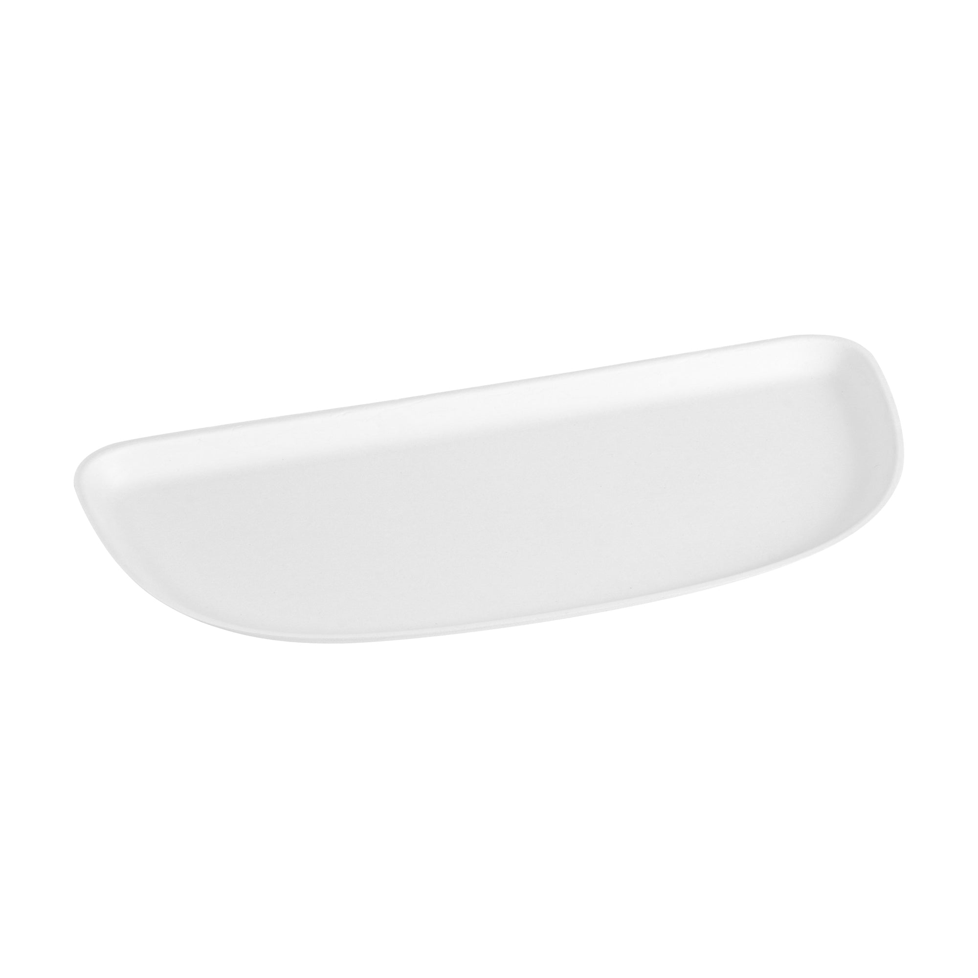 Pulp Safe Modular No PFAS Added White Sugarcane / Bagasse Plate - Home Compostable - 11 3/4" x 5 1/4" x 1/2" - 100 count box
