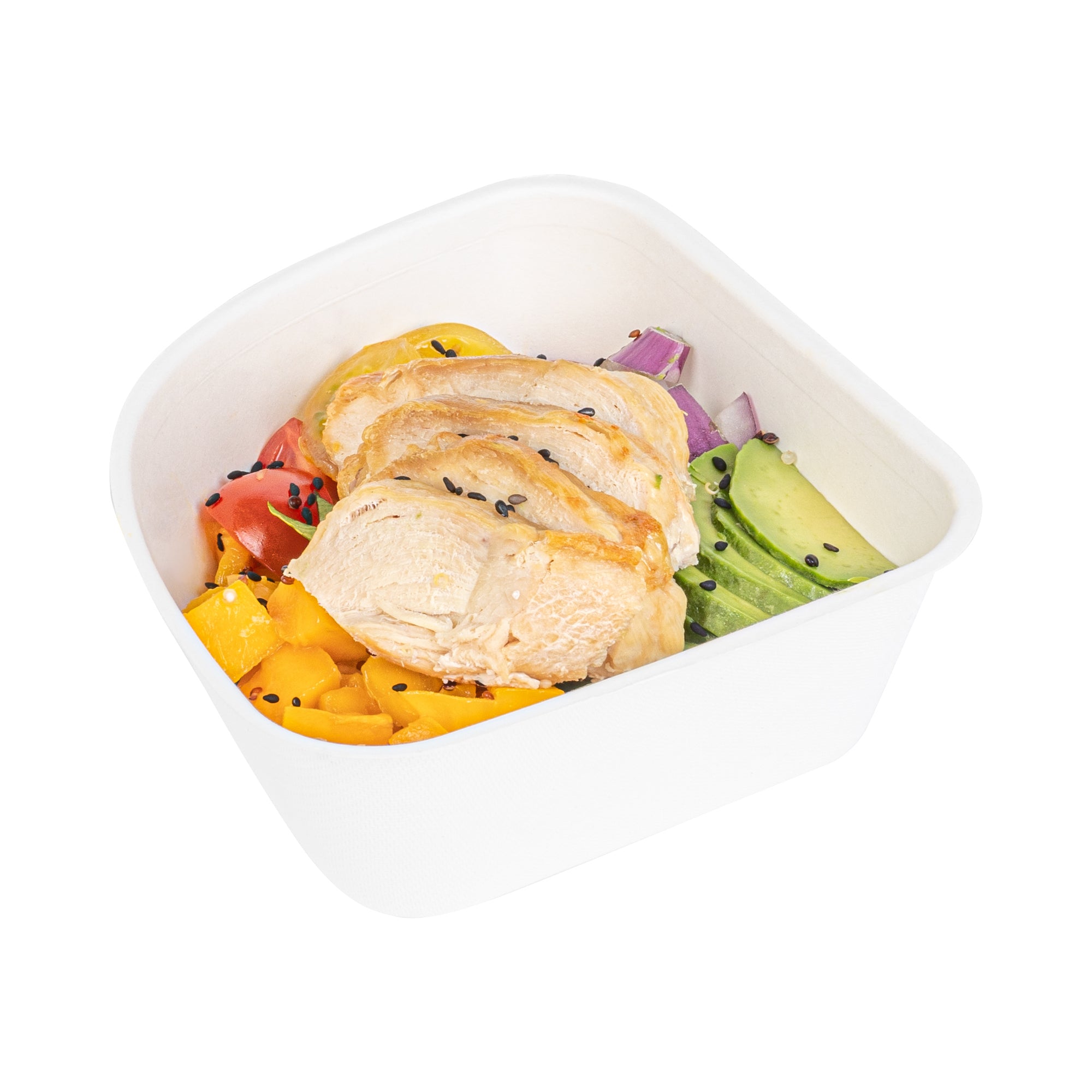 Pulp Safe Modular No PFAS Added 17 oz White Sugarcane / Bagasse Bowl - Home Compostable - 5 1/4" x 5 1/4" x 2 1/4" - 100 count box