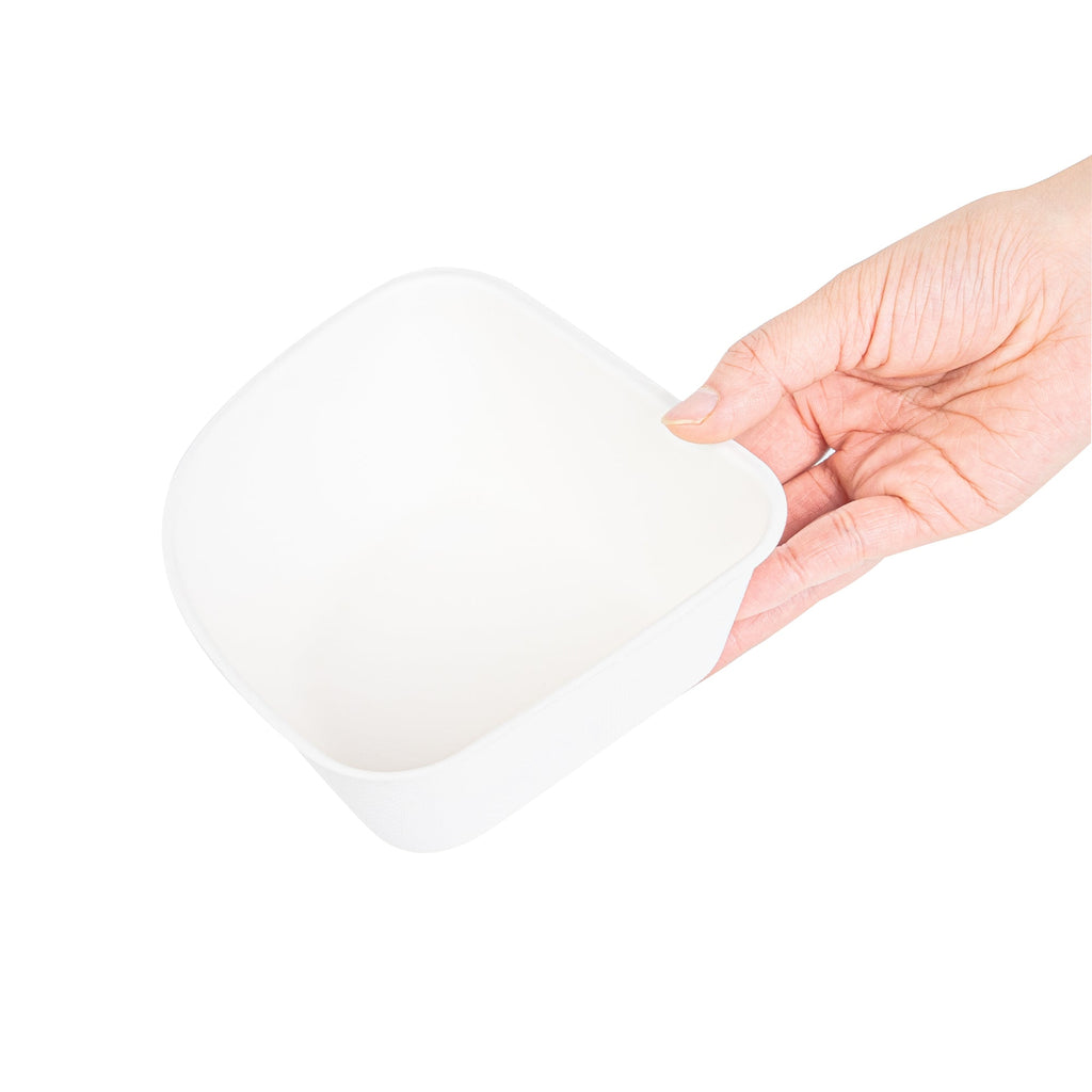 Pulp Safe Modular No PFAS Added 17 oz White Sugarcane / Bagasse Bowl - Home Compostable - 5 1/4" x 5 1/4" x 2 1/4" - 25 count box