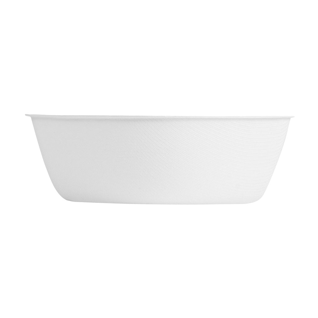 Pulp Safe Modular No PFAS Added 17 oz White Sugarcane / Bagasse Bowl - Home Compostable - 5 1/4" x 5 1/4" x 2 1/4" - 25 count box