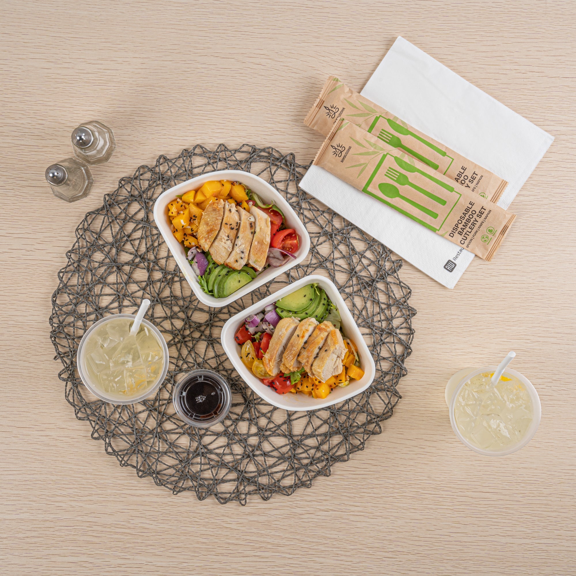 Pulp Safe Modular No PFAS Added 17 oz White Sugarcane / Bagasse Bowl - Home Compostable - 5 1/4" x 5 1/4" x 2 1/4" - 25 count box