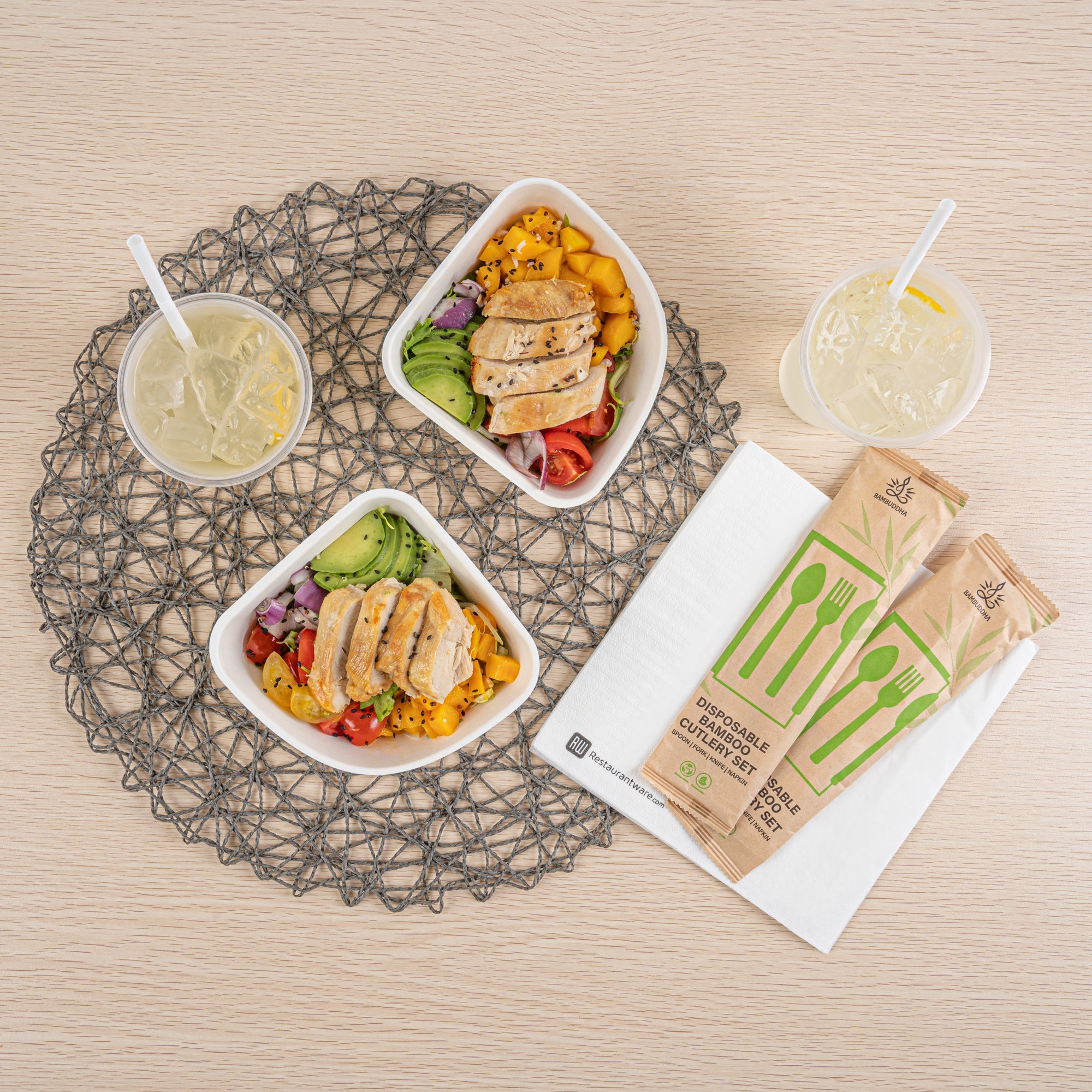 Pulp Safe Modular No PFAS Added 17 oz White Sugarcane / Bagasse Bowl - Home Compostable - 5 1/4" x 5 1/4" x 2 1/4" - 100 count box