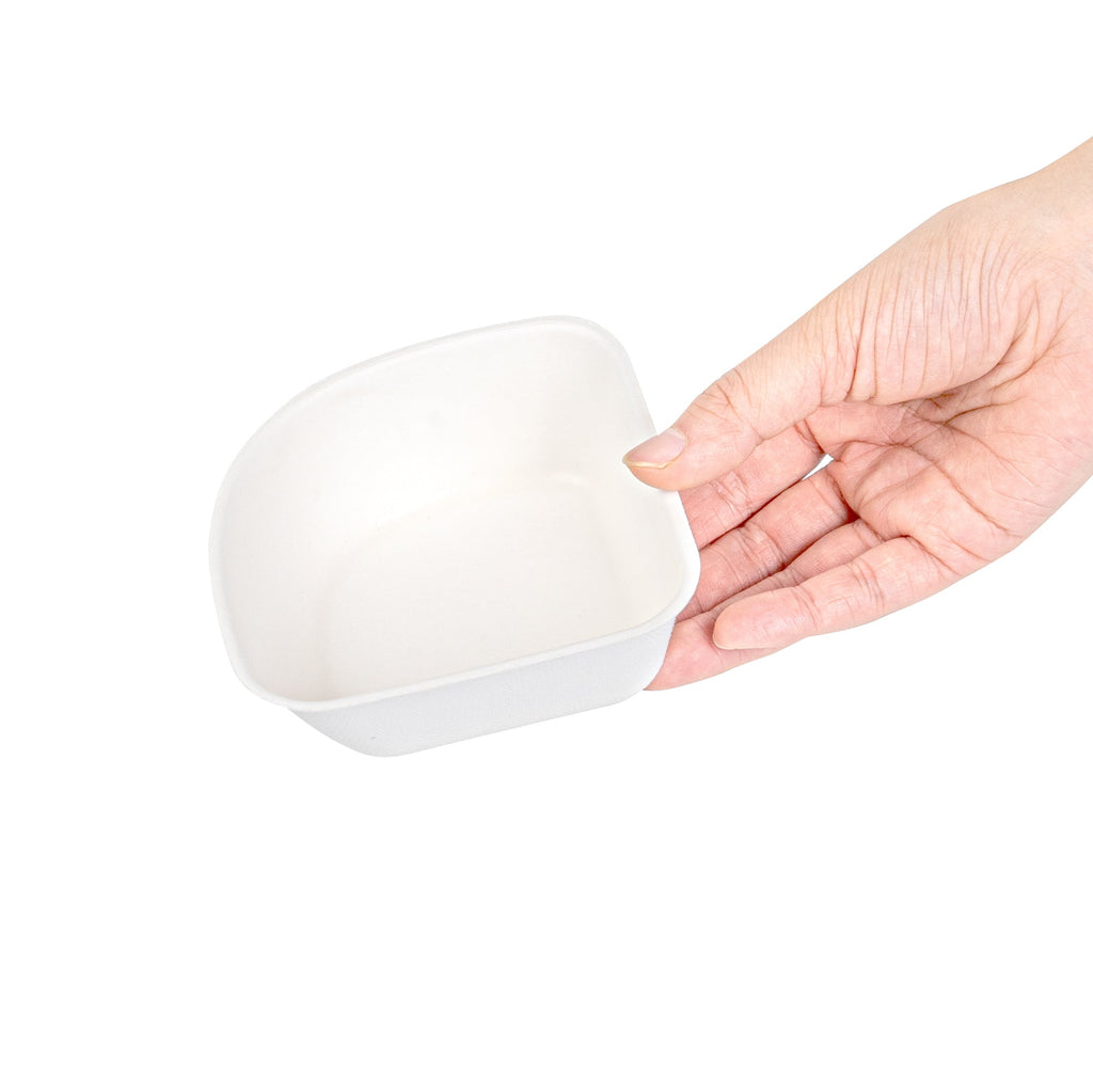 Pulp Safe Modular No PFAS Added 7 oz White Sugarcane / Bagasse Bowl - Home Compostable - 4" x 4" x 1 1/4" - 25 count box
