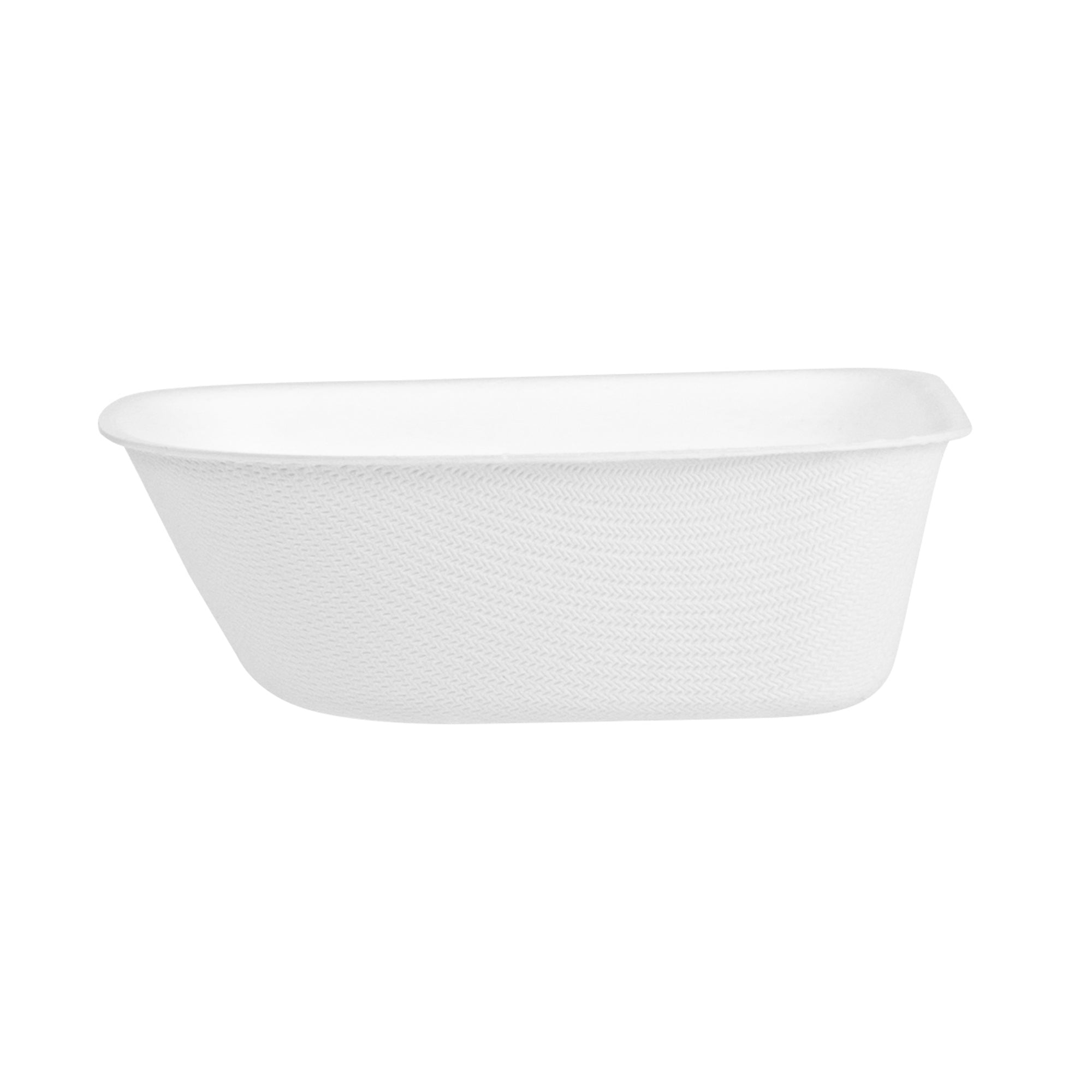 Pulp Safe Modular No PFAS Added 7 oz White Sugarcane / Bagasse Bowl - Home Compostable - 4" x 4" x 1 1/4" - 25 count box