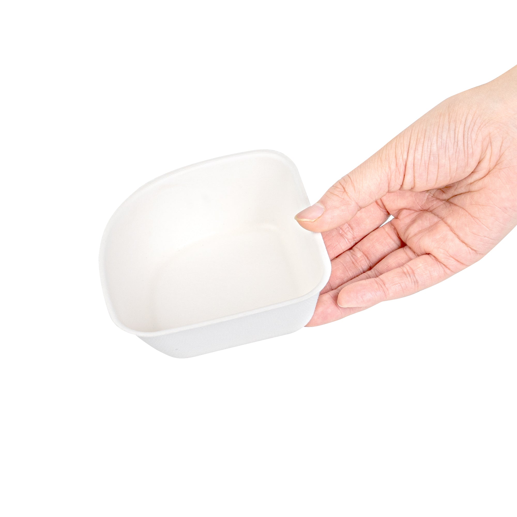 Pulp Safe Modular No PFAS Added 7 oz White Sugarcane / Bagasse Bowl - Home Compostable - 4" x 4" x 1 1/4" - 100 count box