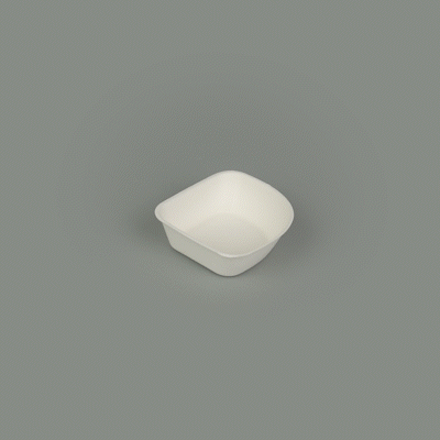 Pulp Safe Modular No PFAS Added 7 oz White Sugarcane / Bagasse Bowl - Home Compostable - 4" x 4" x 1 1/4" - 100 count box