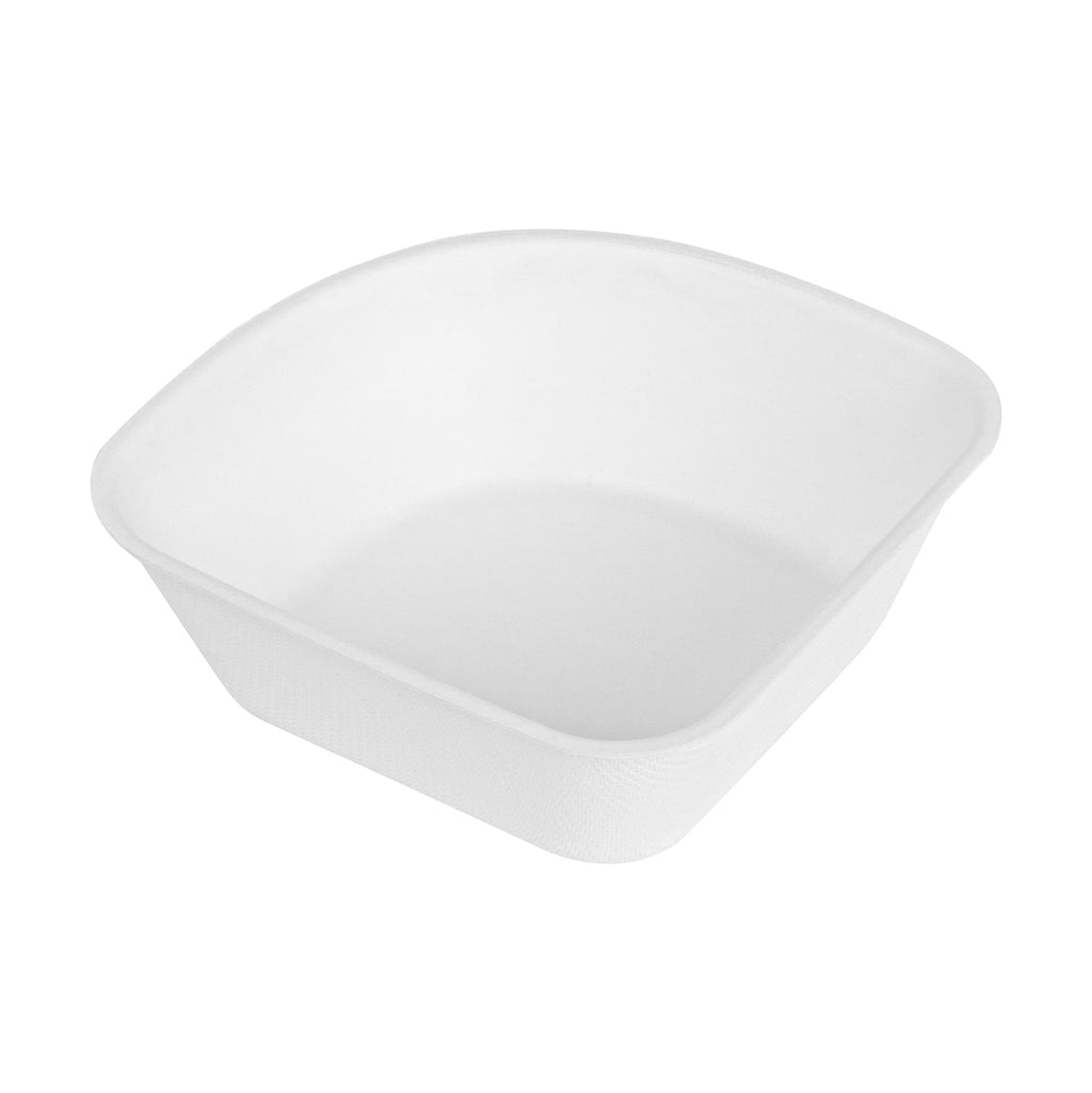 Pulp Safe Modular No PFAS Added 7 oz White Sugarcane / Bagasse Bowl - Home Compostable - 4" x 4" x 1 1/4" - 100 count box