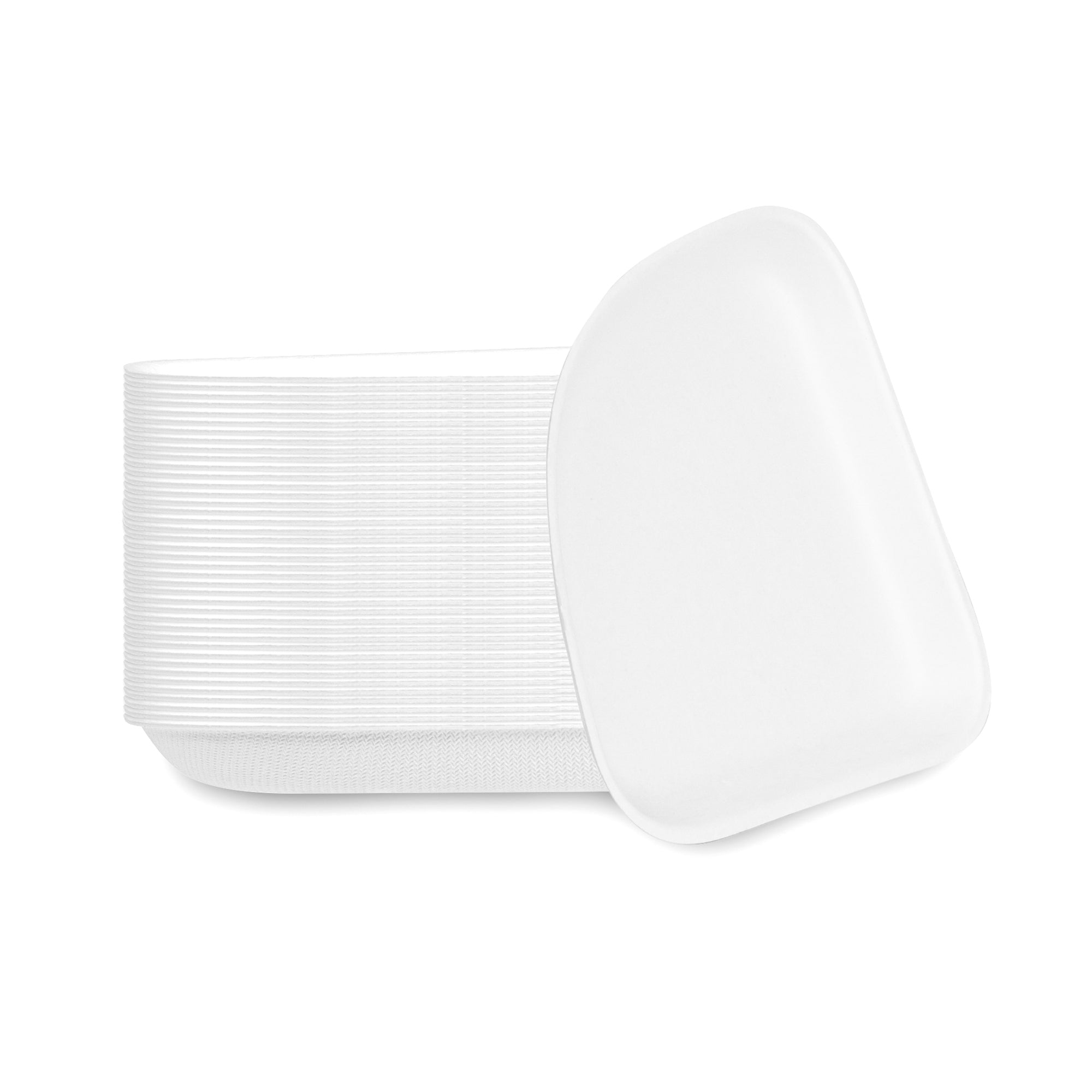 Pulp Safe Modular No PFAS Added White Sugarcane / Bagasse Plate - Home Compostable - 5 1/4" x 5 1/4" x 1/2" - 25 count box