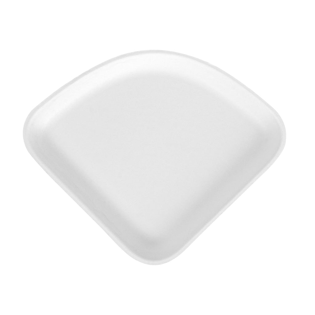 Pulp Safe Modular No PFAS Added White Sugarcane / Bagasse Plate - Home Compostable - 5 1/4" x 5 1/4" x 1/2" - 25 count box