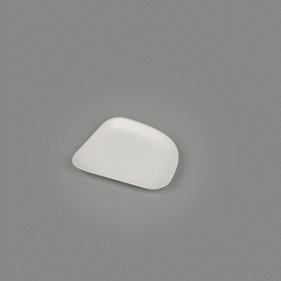 Pulp Safe Modular No PFAS Added White Sugarcane / Bagasse Plate - Home Compostable - 5 1/4" x 5 1/4" x 1/2" - 100 count box