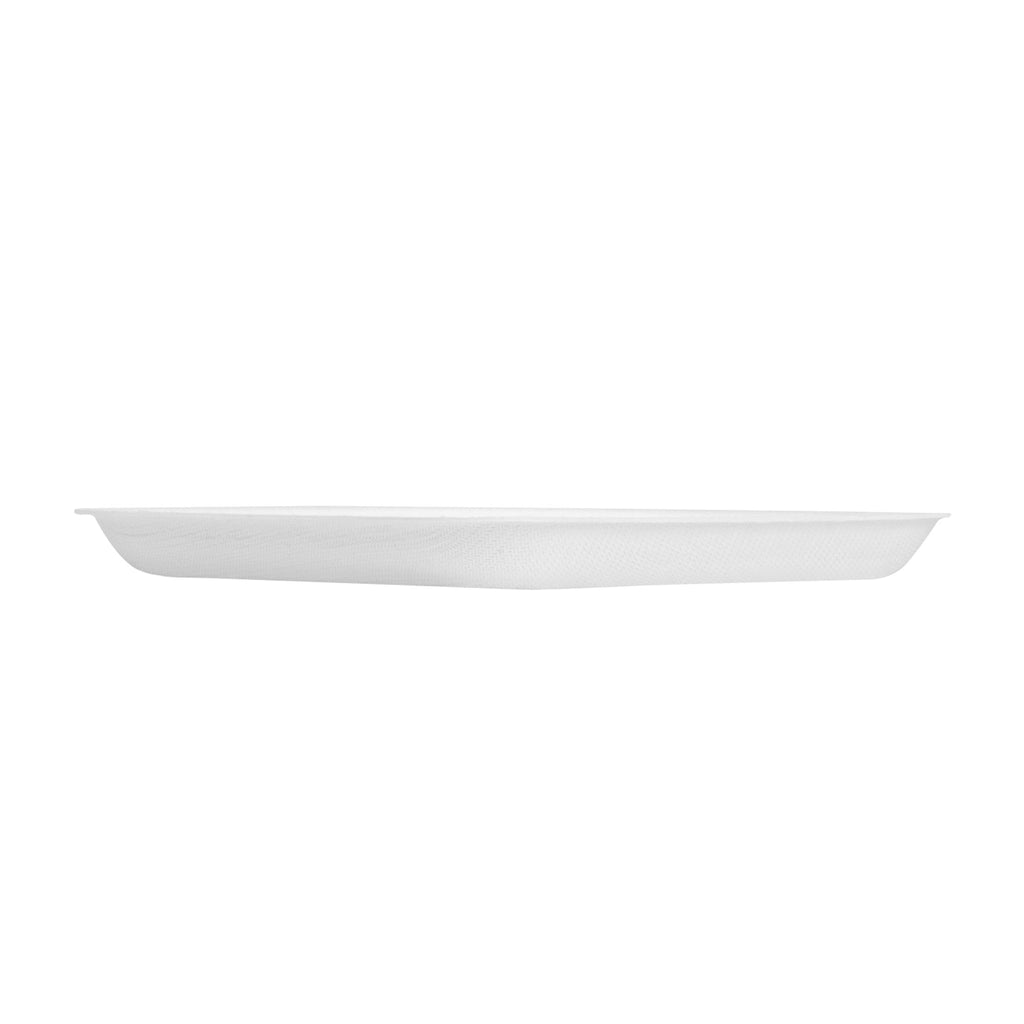 Pulp Safe Modular No PFAS Added White Sugarcane / Bagasse Plate - Home Compostable - 5 1/4" x 5 1/4" x 1/2" - 100 count box