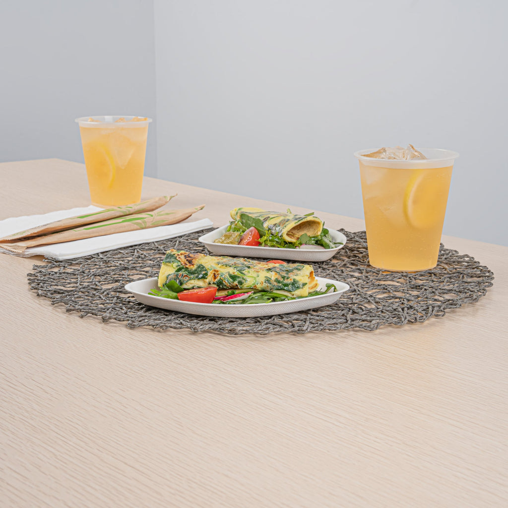 Pulp Safe Modular No PFAS Added White Sugarcane / Bagasse Plate - Home Compostable - 5 1/4" x 5 1/4" x 1/2" - 100 count box