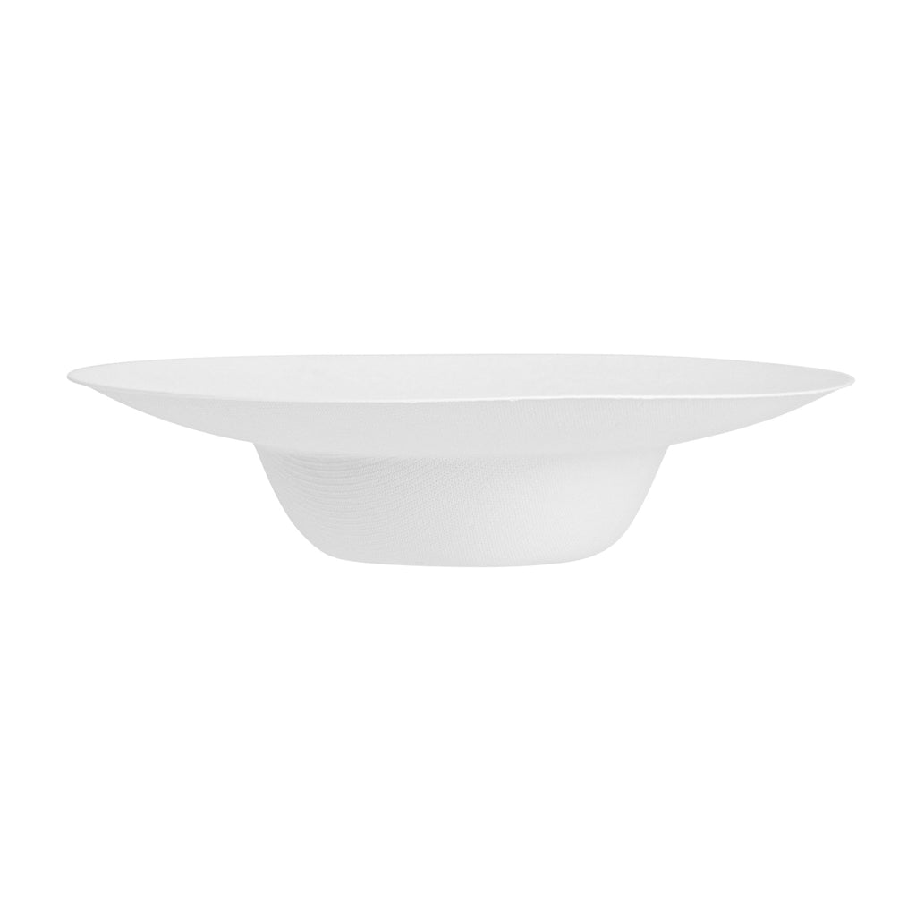 Pulp Safe No PFAS Added 10 oz White Sugarcane / Bagasse Salad Bowl / Dessert Plate - Home Compostable - 8 3/4" x 8 3/4" x 2" - 25 count box