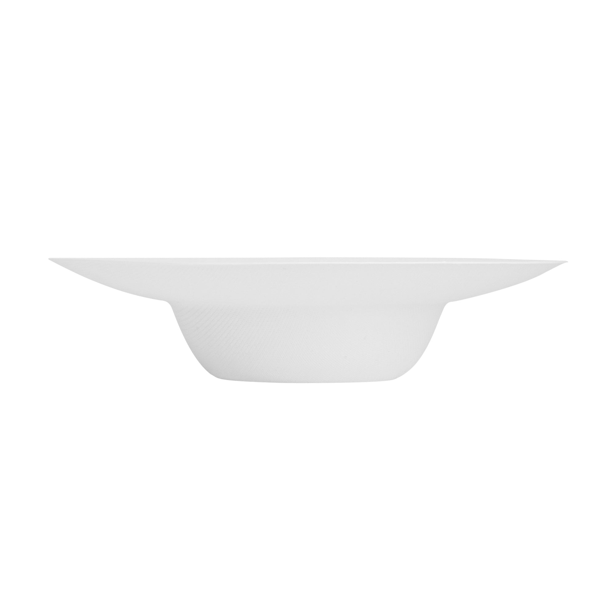 Pulp Safe No PFAS Added 10 oz White Sugarcane / Bagasse Salad Bowl / Dessert Plate - Home Compostable - 8 3/4" x 8 3/4" x 2" - 25 count box