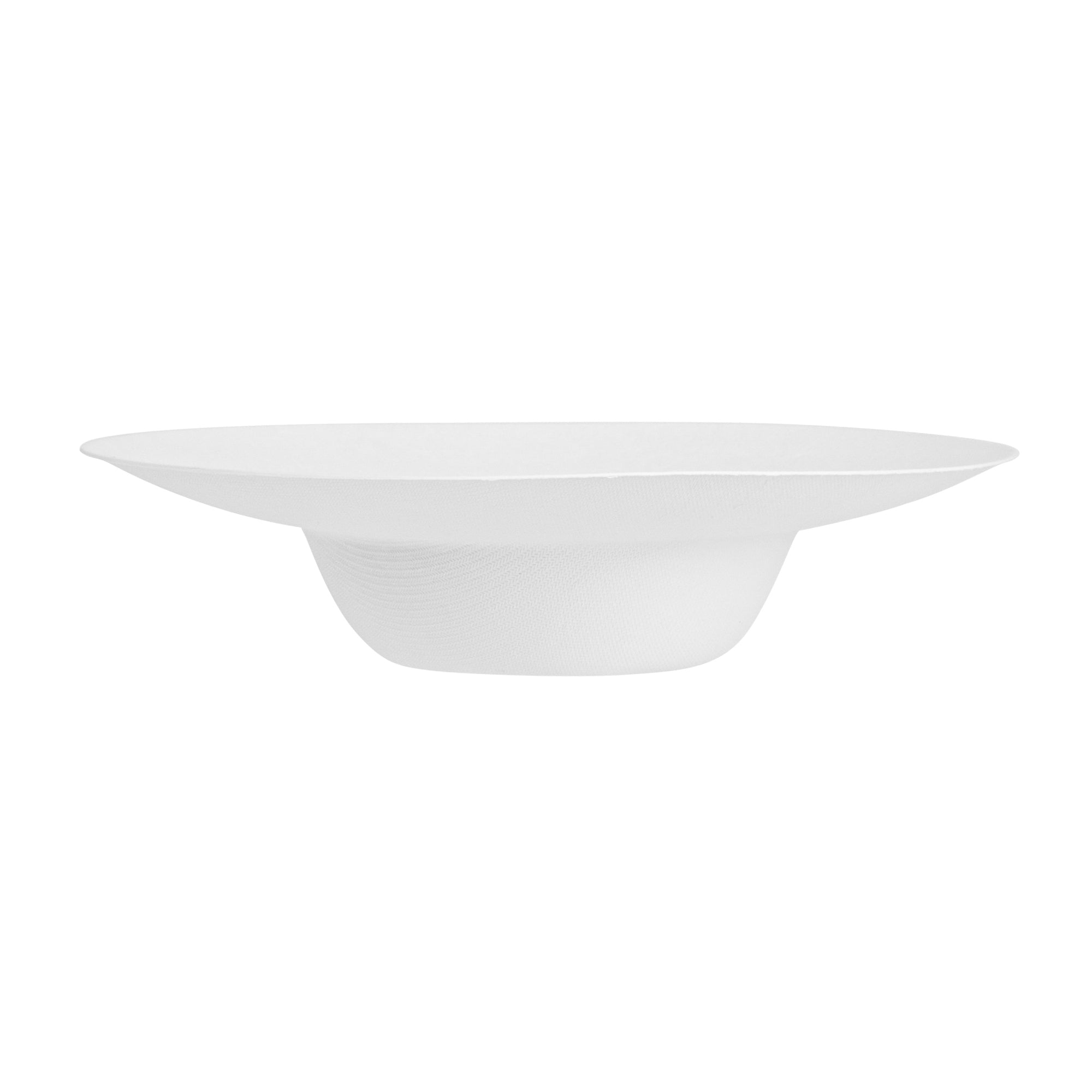 Pulp Safe No PFAS Added 10 oz White Sugarcane / Bagasse Salad Bowl / Dessert Plate - Home Compostable - 8 3/4" x 8 3/4" x 2" - 100 count box