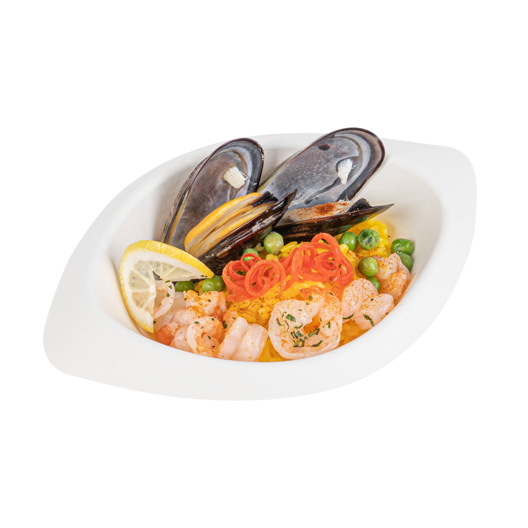 Pulp Safe No PFAS Added 12 oz Oval White Sugarcane / Bagasse Bowl - Home Compostable - 8 1/2" x 5 3/4" x 2 1/4" - 25 count box