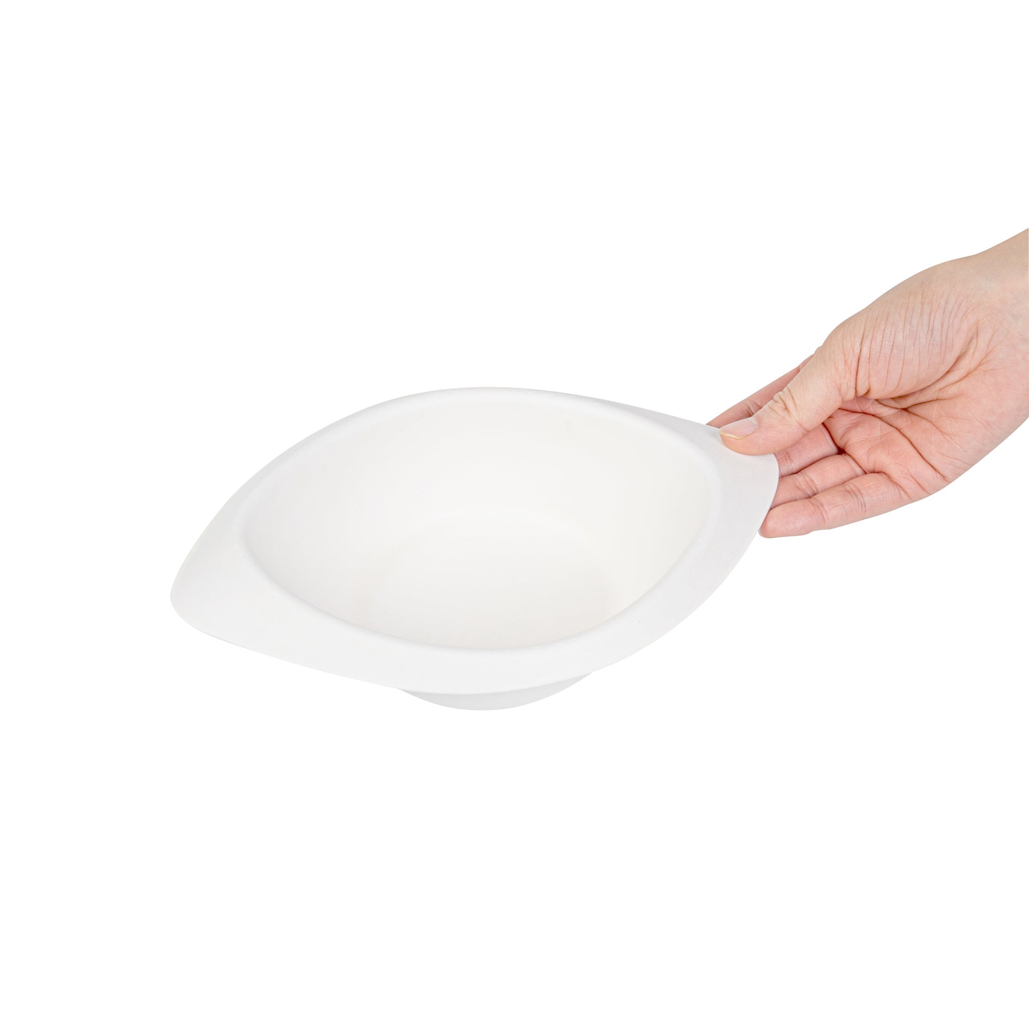 Pulp Safe No PFAS Added 12 oz Oval White Sugarcane / Bagasse Bowl - Home Compostable - 8 1/2" x 5 3/4" x 2 1/4" - 25 count box