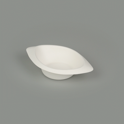 Pulp Safe No PFAS Added 12 oz Oval White Sugarcane / Bagasse Bowl - Home Compostable - 8 1/2" x 5 3/4" x 2 1/4" - 100 count box