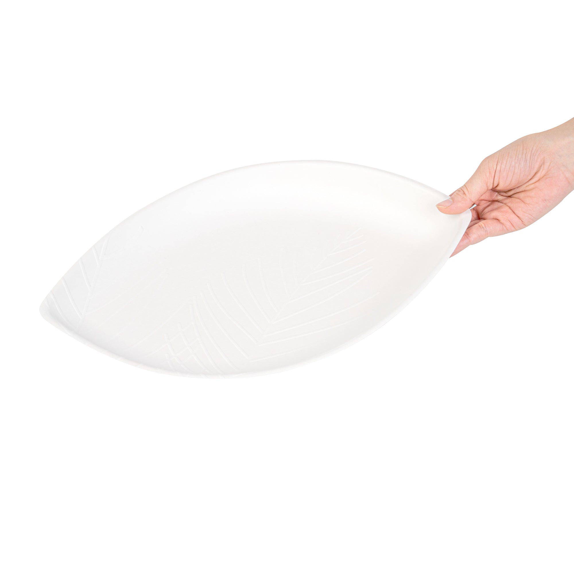 Pulp Safe Modular No PFAS Added White Sugarcane / Bagasse Tray - Home Compostable - 14" x 9 1/4" x 1 1/2" - 25 count box