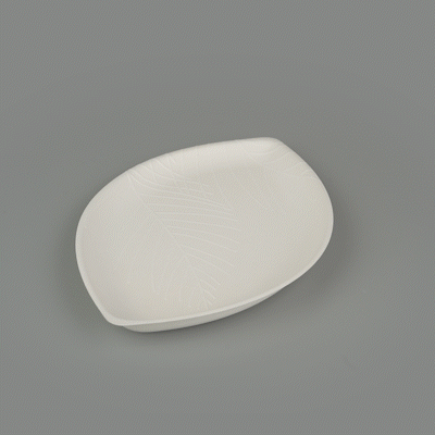 Pulp Safe Modular No PFAS Added White Sugarcane / Bagasse Tray - Home Compostable - 14" x 9 1/4" x 1 1/2" - 100 count box