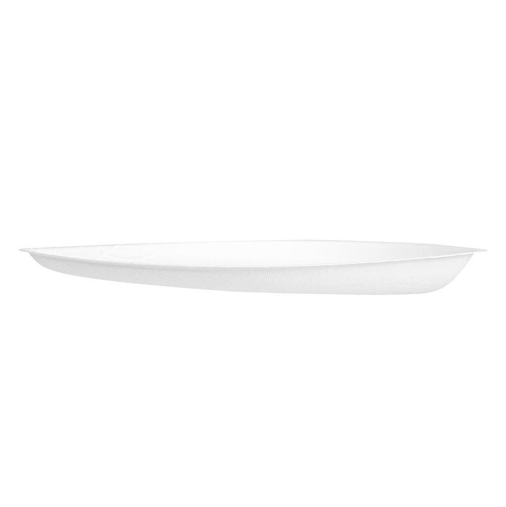 Pulp Safe Modular No PFAS Added White Sugarcane / Bagasse Tray - Home Compostable - 14" x 9 1/4" x 1 1/2" - 100 count box