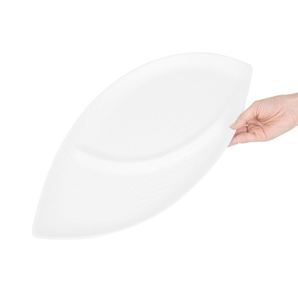 Pulp Safe Modular No PFAS Added White Sugarcane / Bagasse Tray - Home Compostable, 2 Compartments - 18 1/2" x 11 1/4" - 25 count box