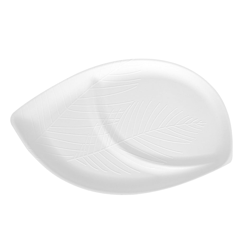 Pulp Safe Modular No PFAS Added White Sugarcane / Bagasse Tray - Home Compostable, 2 Compartments - 18 1/2" x 11 1/4" - 25 count box