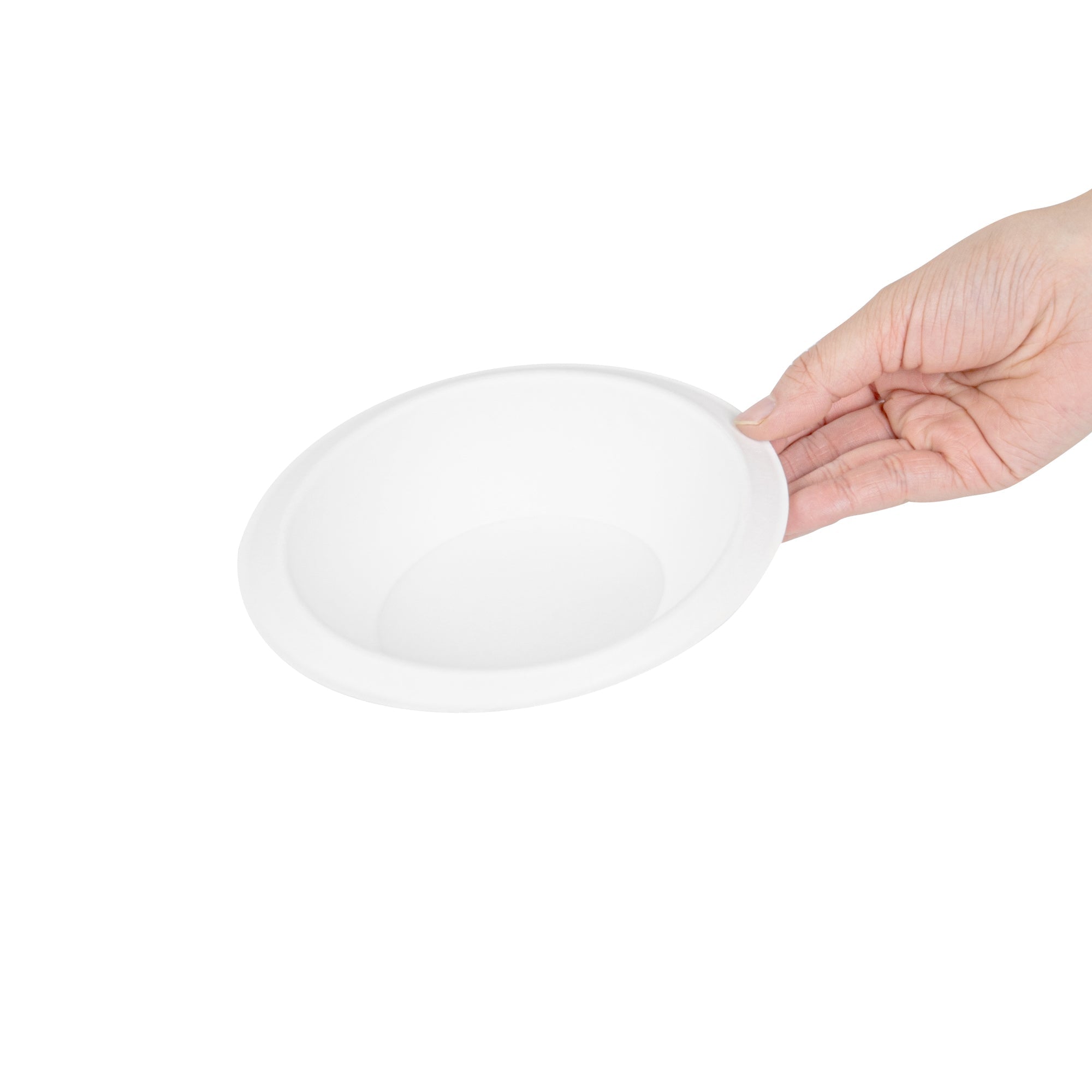 Pulp Safe No PFAS Added 7 oz Oval White Sugarcane / Bagasse Bowl - Home Compostable - 6" x 5" x 1 1/2" - 100 count box