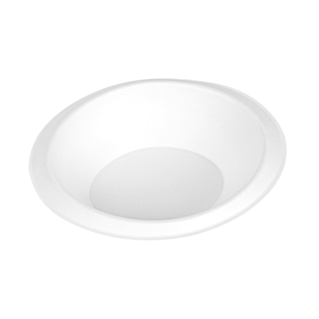 Pulp Safe No PFAS Added 7 oz Oval White Sugarcane / Bagasse Bowl - Home Compostable - 6" x 5" x 1 1/2" - 100 count box