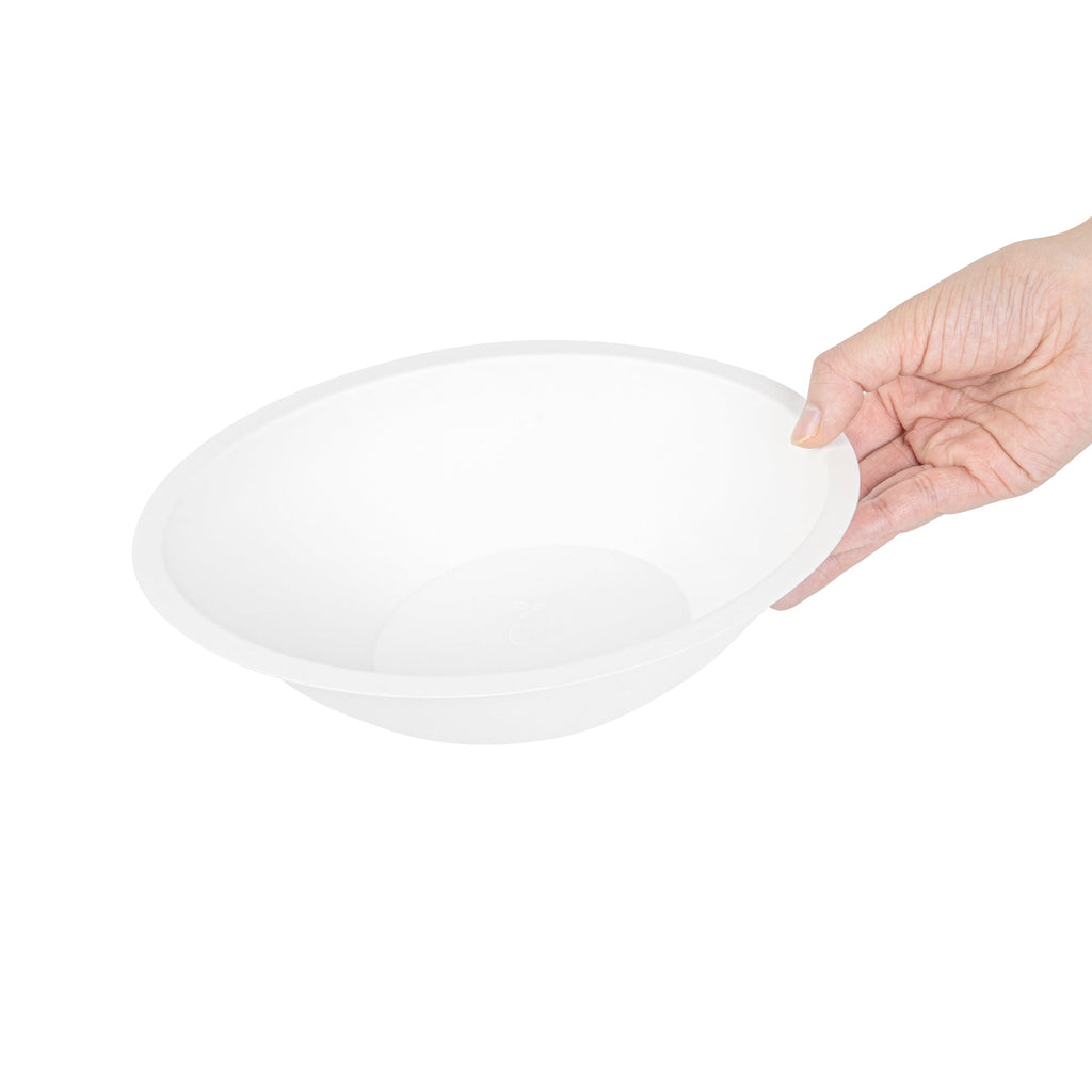 Pulp Safe No PFAS Added 27 oz Oval White Sugarcane / Bagasse Bowl - Home Compostable - 8 3/4" x 6 3/4" x 3 1/4" - 100 count box