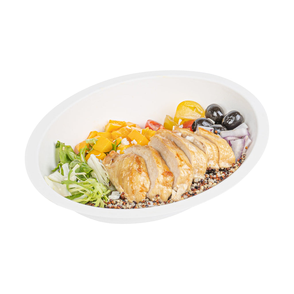 Pulp Safe No PFAS Added 16 oz Oval White Sugarcane / Bagasse Bowl - Home Compostable - 8 3/4" x 6 3/4" x 2 1/4" - 25 count box