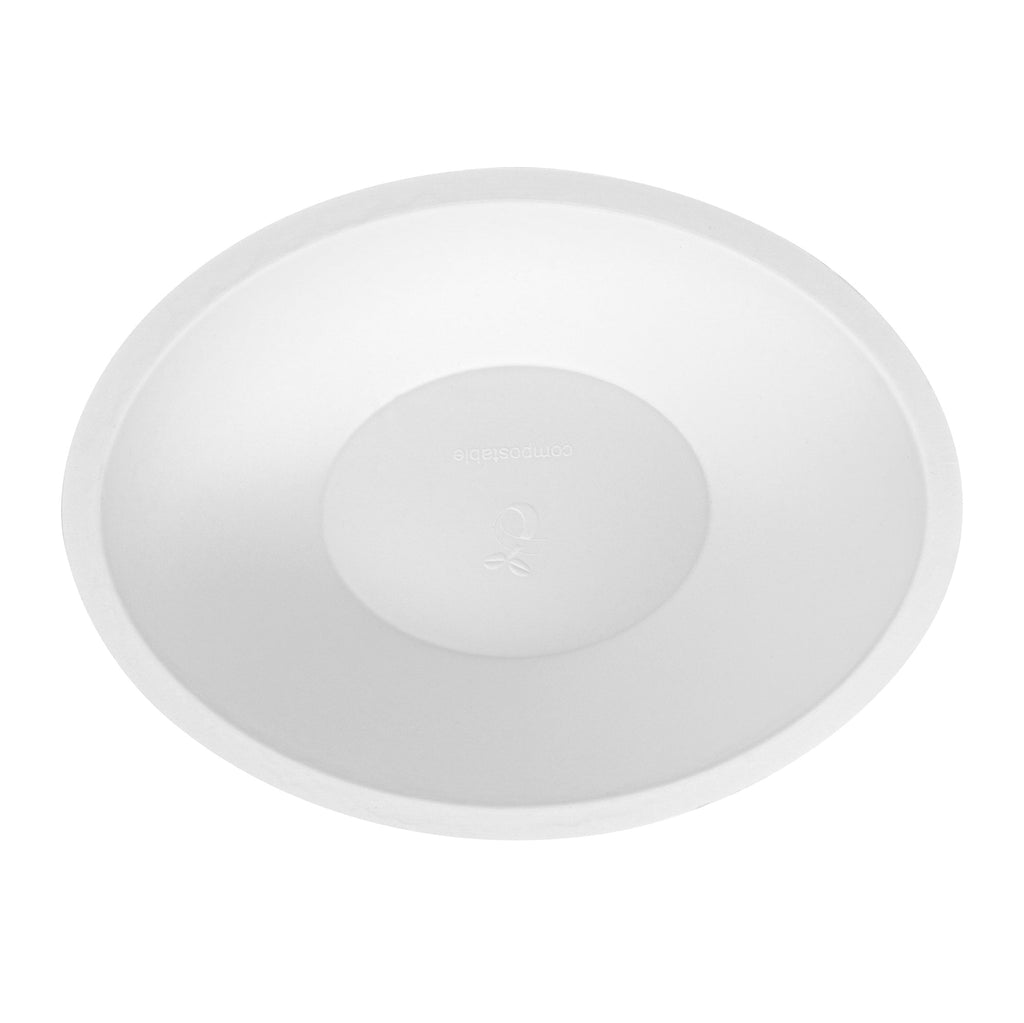 Pulp Safe No PFAS Added 16 oz Oval White Sugarcane / Bagasse Bowl - Home Compostable - 8 3/4" x 6 3/4" x 2 1/4" - 25 count box