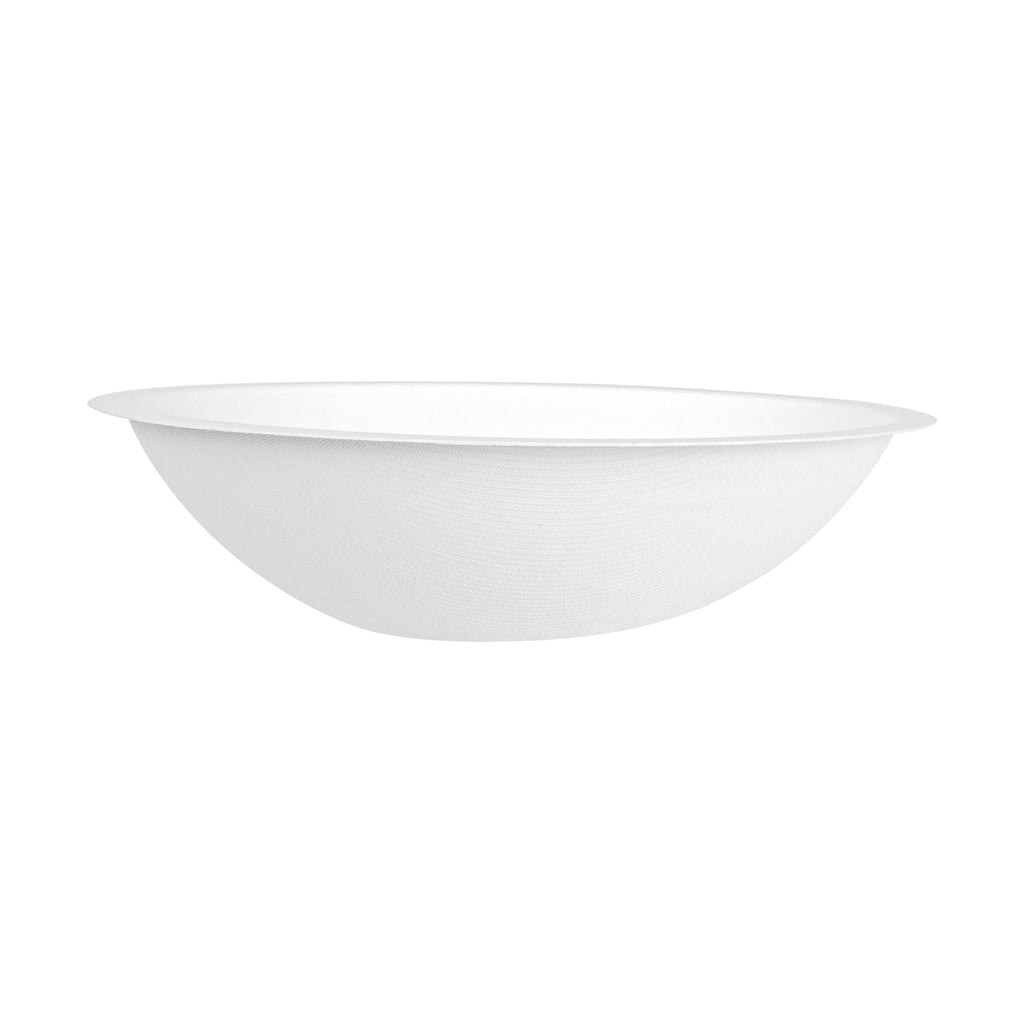 Pulp Safe No PFAS Added 16 oz Oval White Sugarcane / Bagasse Bowl - Home Compostable - 8 3/4" x 6 3/4" x 2 1/4" - 25 count box