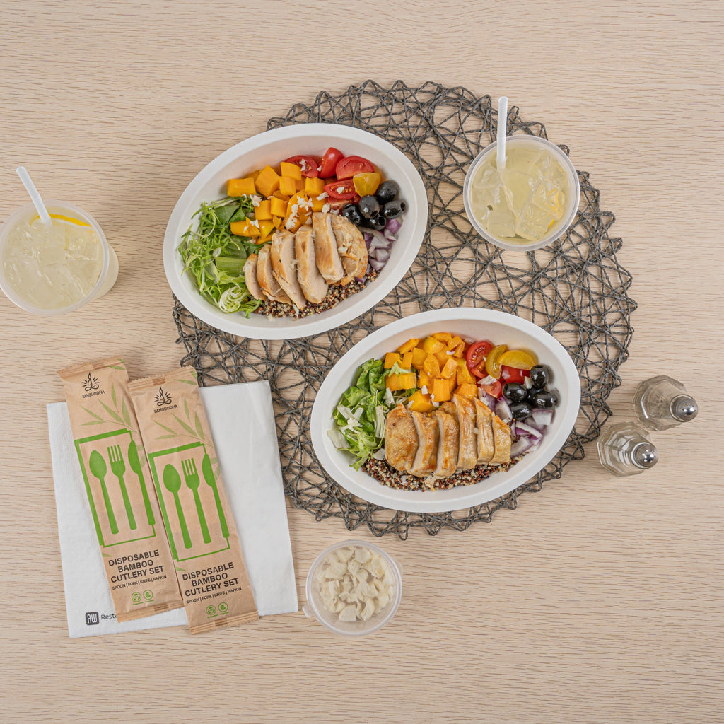 Pulp Safe No PFAS Added 16 oz Oval White Sugarcane / Bagasse Bowl - Home Compostable - 8 3/4" x 6 3/4" x 2 1/4" - 100 count box