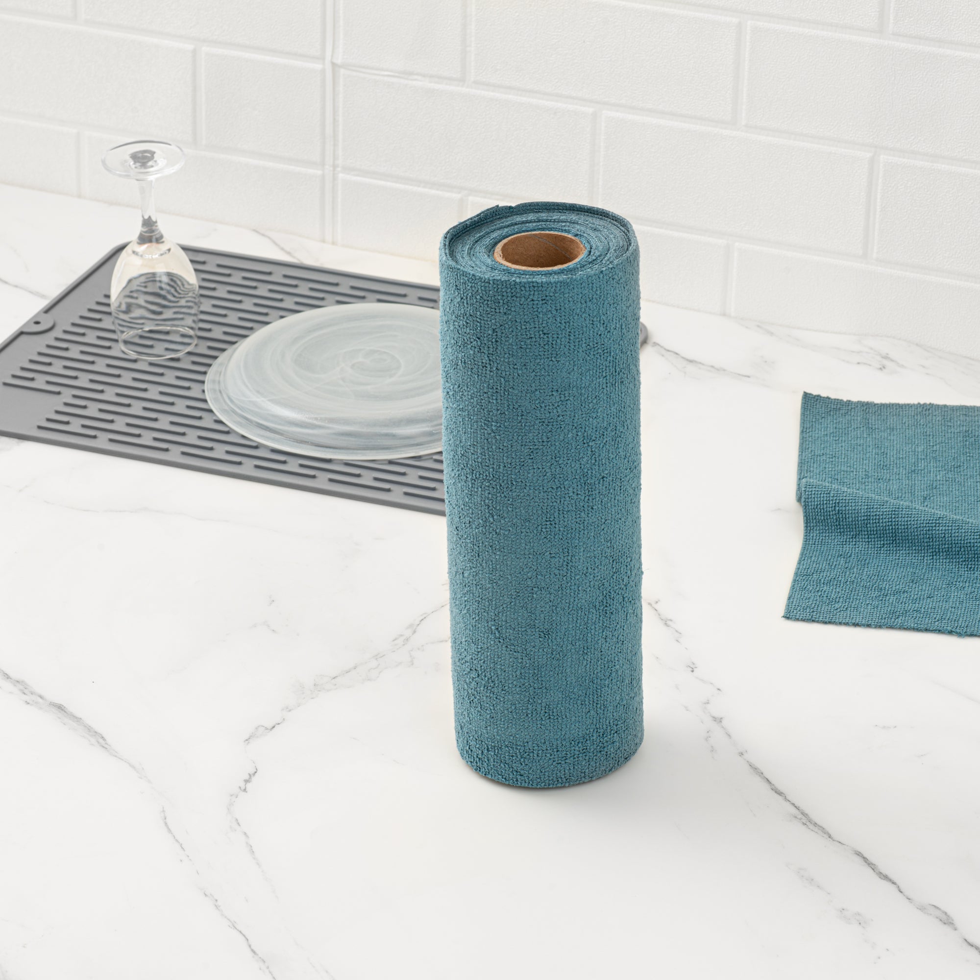 Clean Tek Professional Teal Microfiber General Purpose Towel Roll - Tear Away - 11 3/4" x 11 3/4" - 30 count box