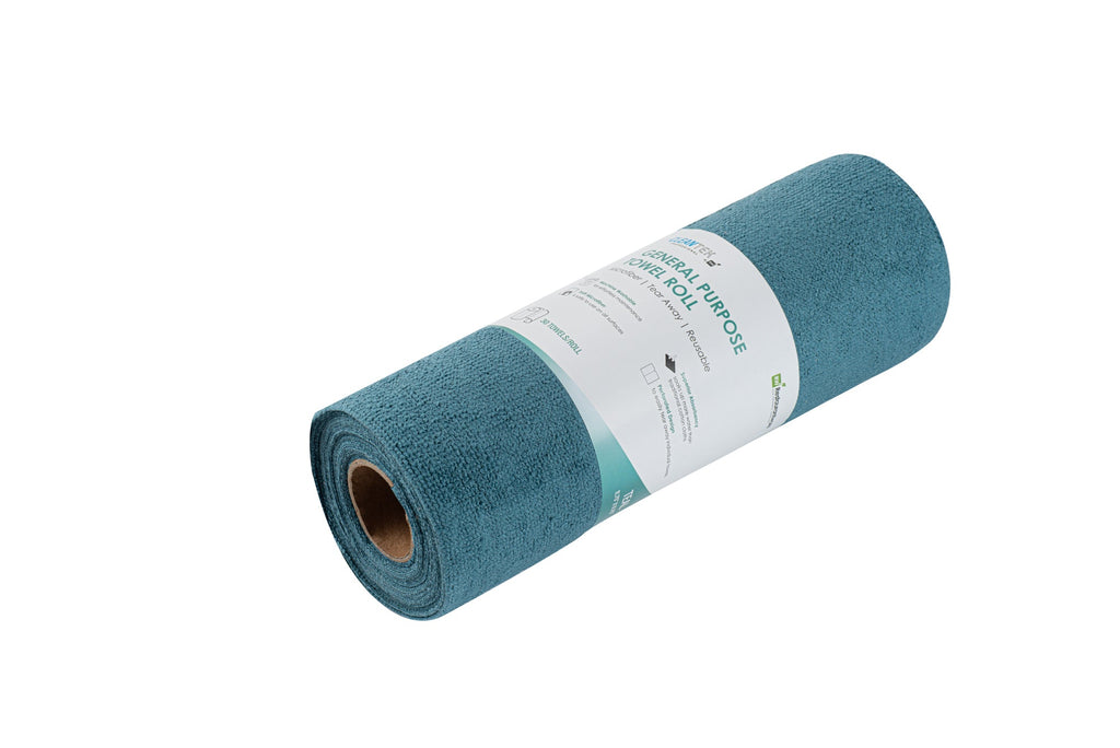 Clean Tek Professional Teal Microfiber General Purpose Towel Roll - Tear Away - 11 3/4" x 11 3/4" - 30 count box