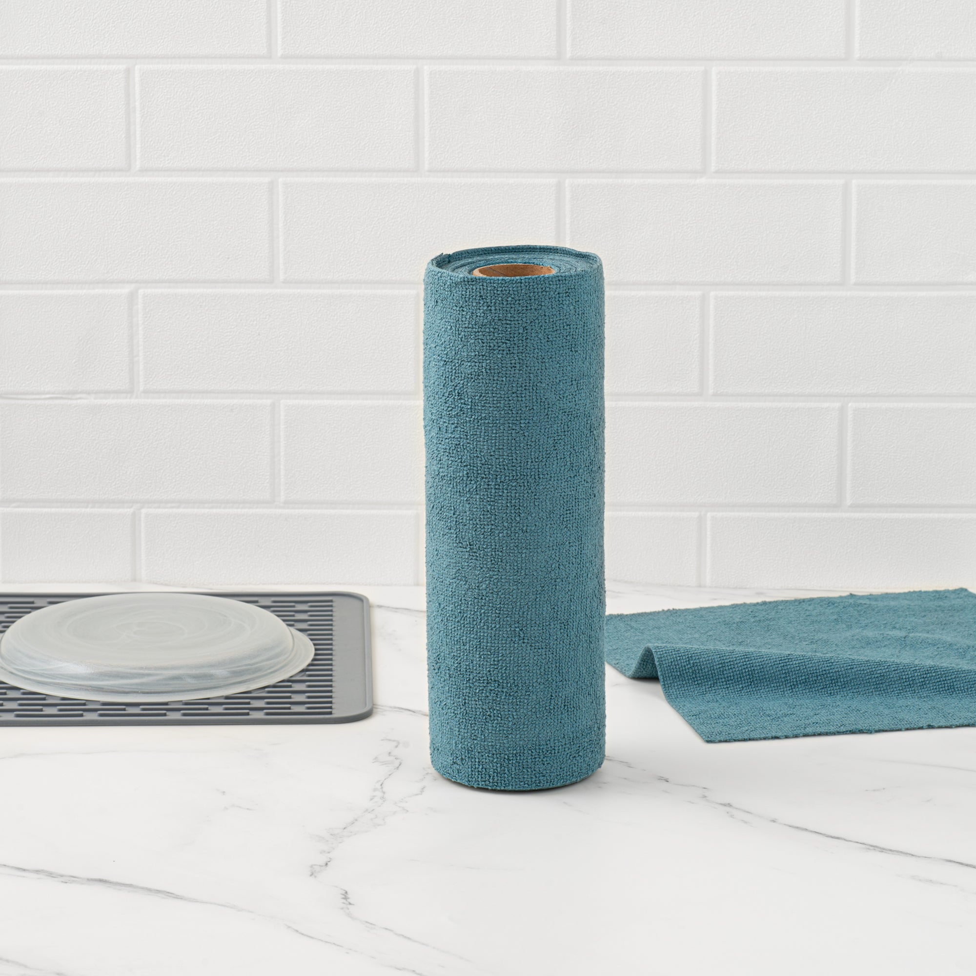 Clean Tek Professional Teal Microfiber General Purpose Towel Roll - Tear Away - 11 3/4" x 11 3/4" - 30 count box