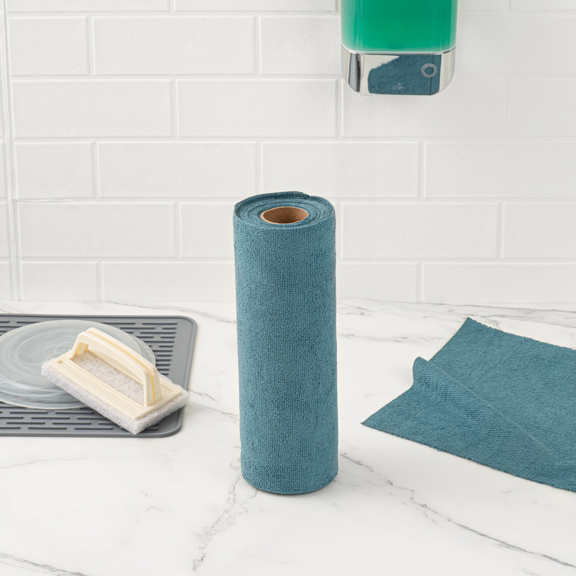 Clean Tek Professional Teal Microfiber General Purpose Towel Roll - Tear Away - 11 3/4" x 11 3/4" - 30 count box