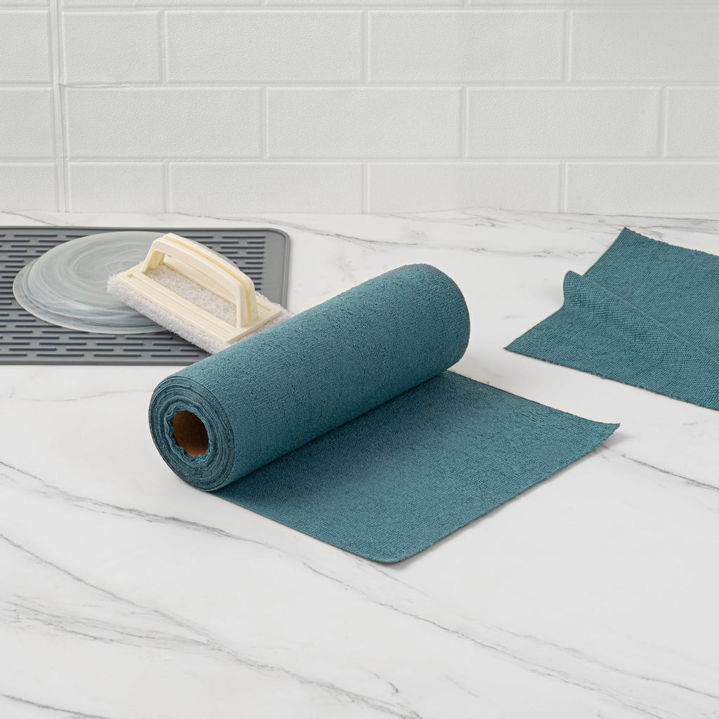 Clean Tek Professional Teal Microfiber General Purpose Towel Roll - Tear Away - 11 3/4" x 11 3/4" - 30 count box