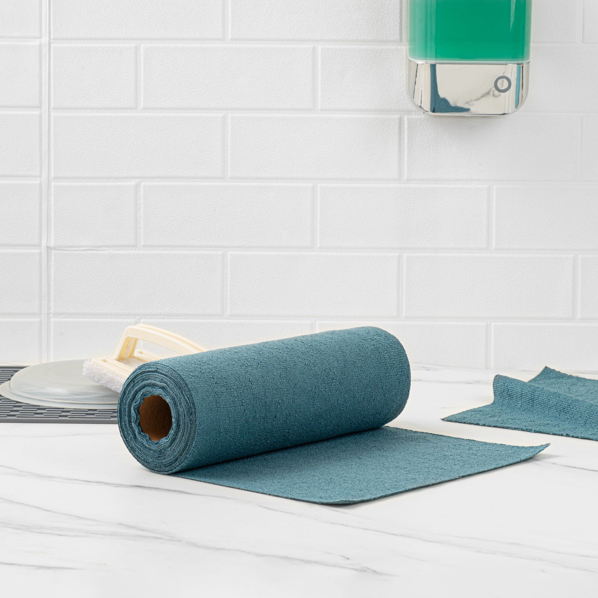 Clean Tek Professional Teal Microfiber General Purpose Towel Roll - Tear Away - 11 3/4" x 11 3/4" - 30 count box