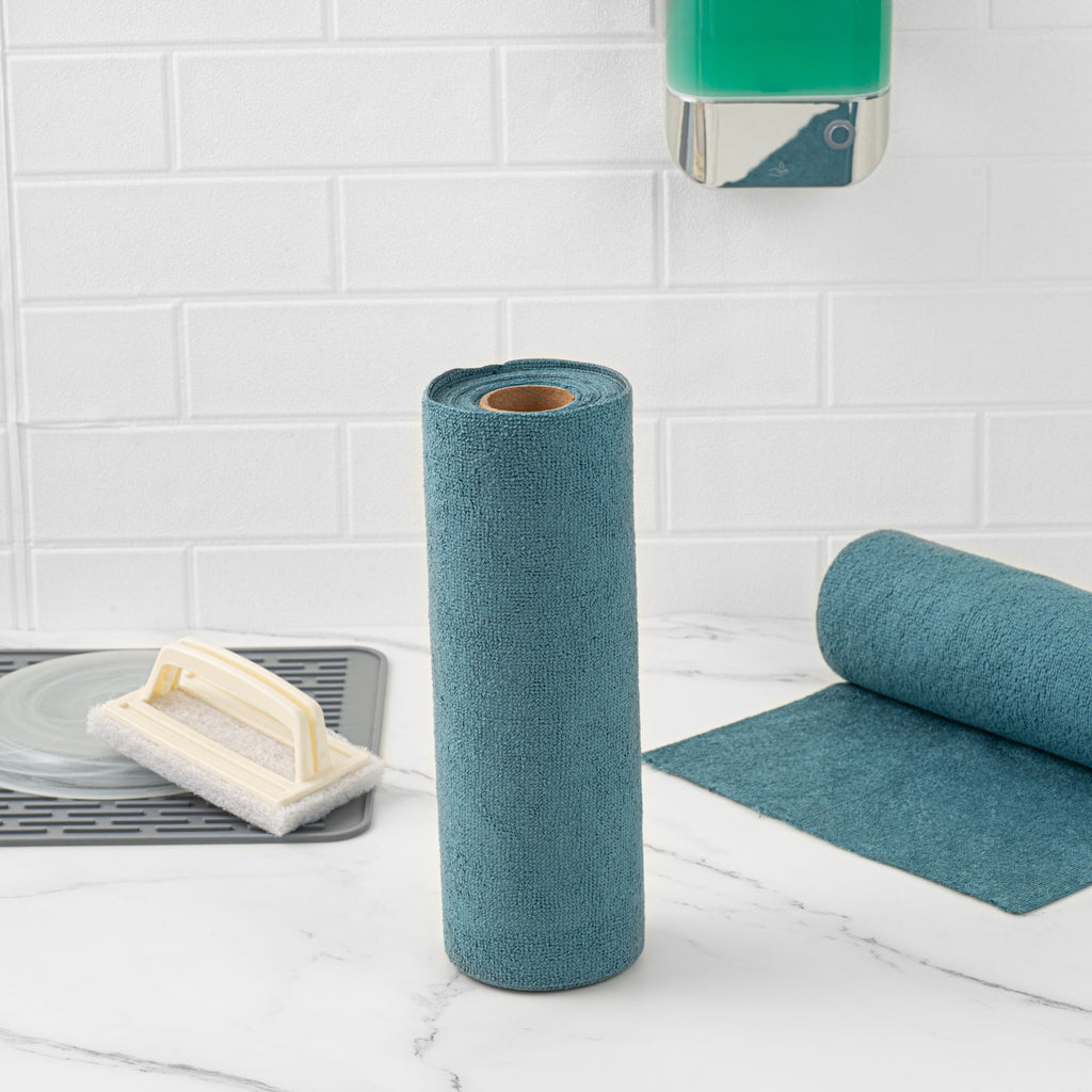 Clean Tek Professional Teal Microfiber General Purpose Towel Roll - Tear Away - 11 3/4" x 11 3/4" - 30 count box