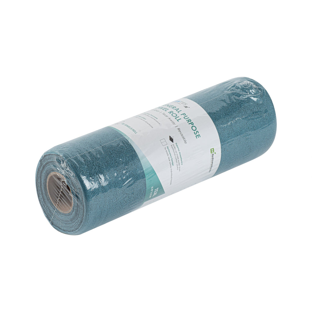 Clean Tek Professional Teal Microfiber General Purpose Towel Roll - Tear Away - 11 3/4" x 11 3/4" - 300 count box