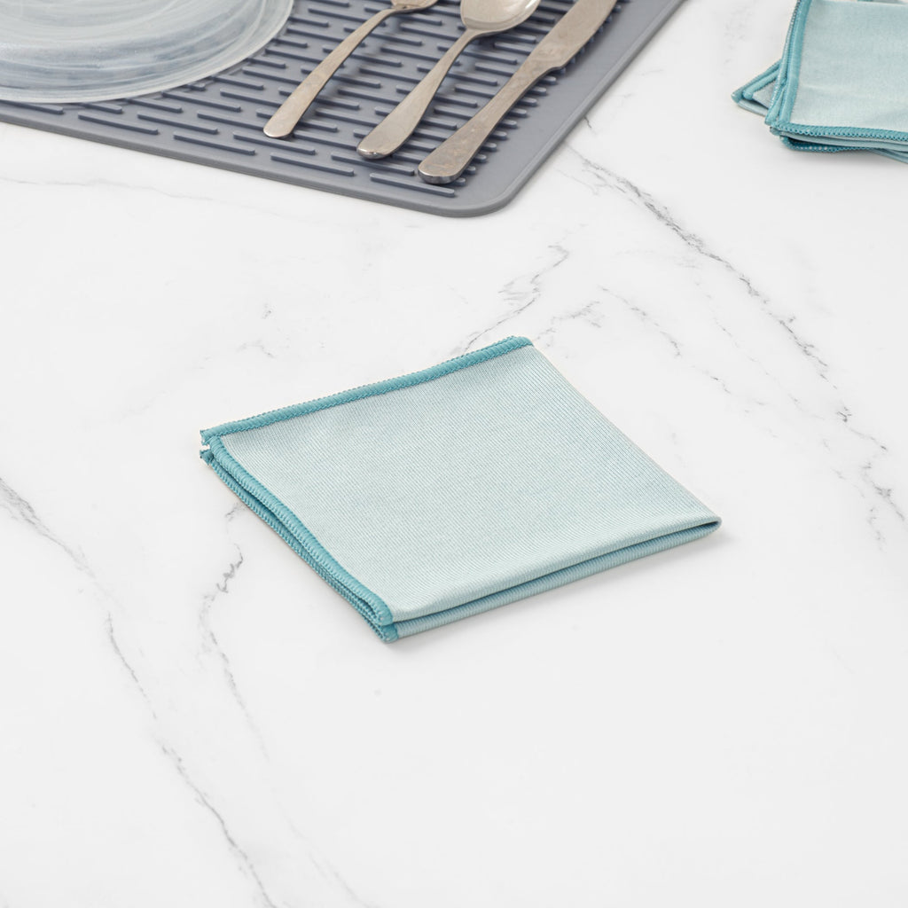 Clean Tek Professional Light Blue Microfiber Glass Cleaning Cloth - 11 3/4" x 11 3/4" - 2 count box