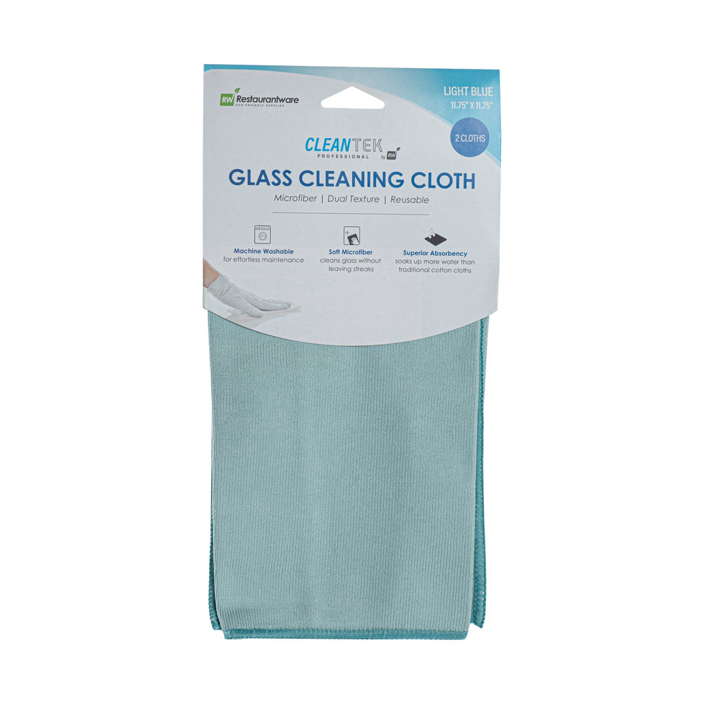 Clean Tek Professional Light Blue Microfiber Glass Cleaning Cloth - 11 3/4" x 11 3/4" - 100 count box