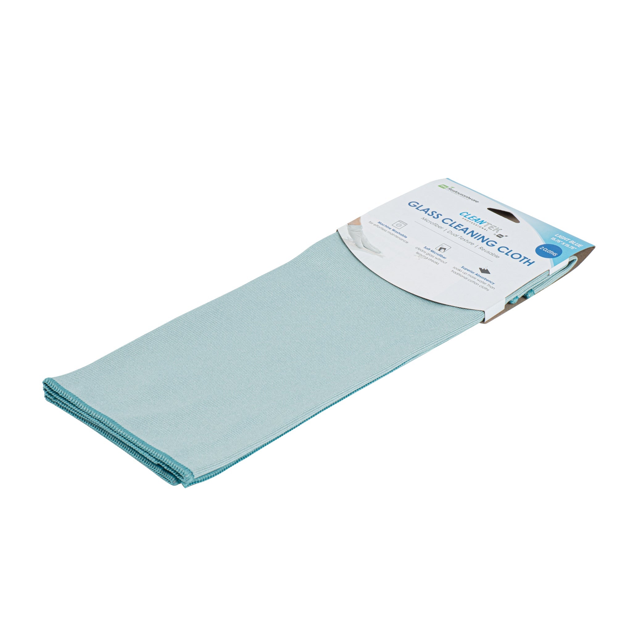 Clean Tek Professional Light Blue Microfiber Glass Cleaning Cloth - 15 3/4" x 15 3/4" - 100 count box