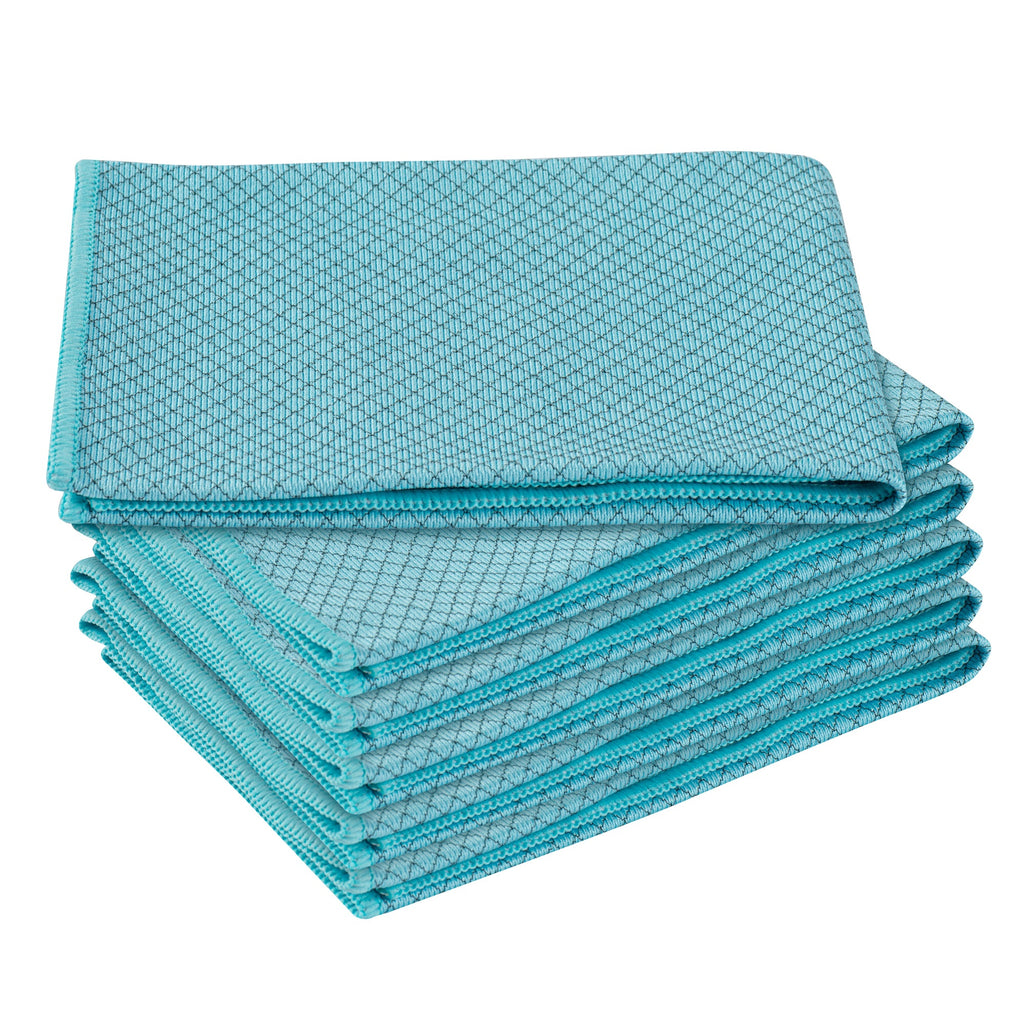 Clean Tek Professional Light Blue Microfiber Glass Cleaning Cloth - Diamond Weave - 15 3/4" x 15 3/4" - 1 count box