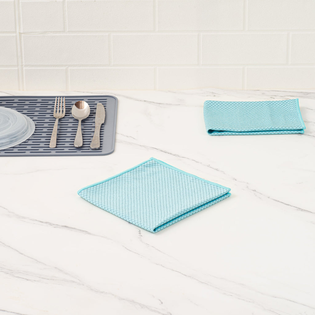 Clean Tek Professional Light Blue Microfiber Glass Cleaning Cloth - Diamond Weave - 15 3/4" x 15 3/4" - 1 count box
